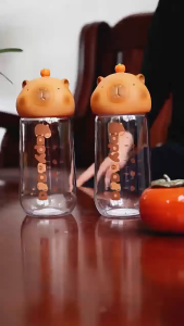 Oldlaiben Capybara Tumbler Water Bottle Straw Cups with Big Bellies To Use Straws Cute Pet Animal Water Cup