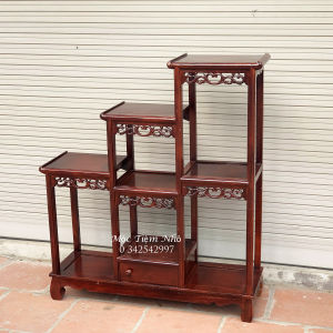 Kệ trang trí tam sơn bậc thang bày đồ phòng khách gỗ lim rộng 90 sâu 25cm
