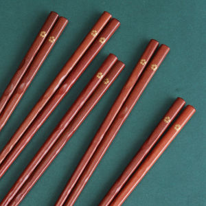 Natural Cherry Blossom Red Teak Wooden Chopsticks Anti-Mold Sharp Tip Slippage-Resistant Single Person 10 Pairs Chinese Style Dining Utensils