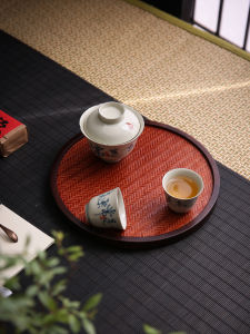 Retro Bamboo Tea Tray Small Plate for Home Use Tea Brewing Pad Heat Insulation Pot Holder Gongfu Tea Set Japanese Style
