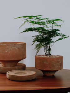 Bình Hoa Bát Chân Cao Cổ Điển Gốm Thô Thủ Công Đồ Sứ Quan Cảnh Mặt Bàn Chậu Hoa Có Khay Thoáng Khí