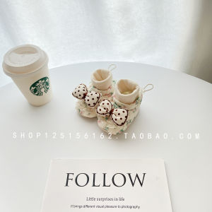 Spring Autumn Baby Shoes Soft Bottom Princess Style for 0-12 Months Old Girls Cotton up Sneakers Floral Pattern Elastic Closure