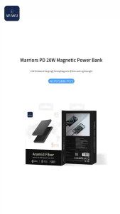 WiWU Warriors Wi-P072 5000mAh MagSafe Power Bank | Genuine 600D Aramid Fiber | 9mm Ultra-Slim Card Design | 15W Magnetic Wireless + 20W PD Fast Charge | Ice-Sense Cooling - Black - Shop Now!