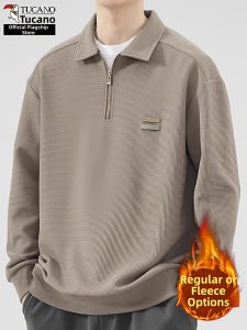 TUCANO | Waffle Texture Polo Collar Fleece Hoodie