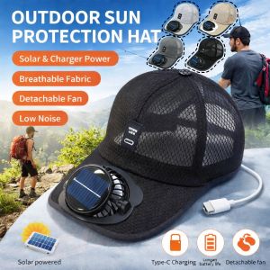 Summer Hat Anti Uv Hat Cycling Cap Outdoor Cap Adjustable Breathable Cap With Solar Power Generation And Rechargeable