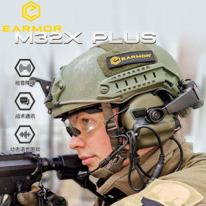 Earmor Ear Magic M32x plus Tactical Headset Pickup Noise Reduction Flip Rear M16 Rail Helmet Wear Version PTT