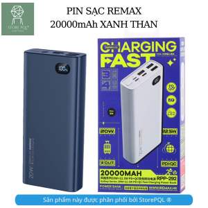 Pin Sạc Dự Phòng 20000mAh 22.5W Remax Việt Nam RPP-292 Hỗ Trợ Sạc Nhanh 18W Cả 2 Chiều