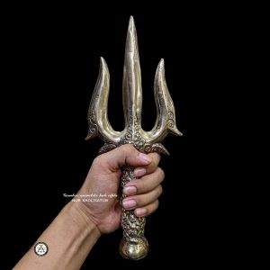 BARANG ANTIK TRISULA BAHAN ASLI FULL KUNINGAN