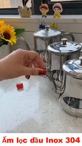 Bình Lọc Dầu Inox 800ml Lọc Dầu Thừa Sau Chế Biến Ấm Siêu Tốc Nồi Dầu Có Bộ Lọc Để Tách