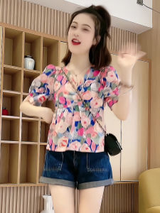 Fashionable Summer New Loose Short Sleeve T-Shirt Thin Womens High-End Feeling Small Size Matching Top Korean Style V-neck