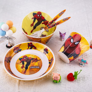 Childrens Dinnerware Set Spiderman Eating Bowl Plate Cartoon Student Melamine Resin Shockproof Heatproof Baby Supplementary Food