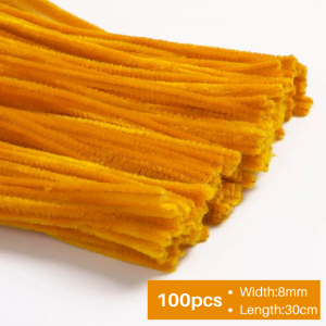 Upgraded 8MM Fuzzy Wire 100pcs Set for Flowers Bouquet Fuzzy Wires Crafts Idea Pipe Cleaners Chenille Stems