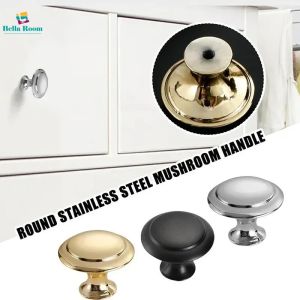 Single Hole Stainless Steel Door Handle Round Cabinet Drawer Pull Replacement Hardware Knob Furniture Decor