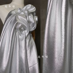 Silver Platinum Cloth Metal Tech Dress Stage Fabric Wedding Gown Tablecloth Material Thick Texture Shangfu Brand Home Fabric