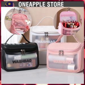 Waterproof TPU Cosmetic Bag Makeup bag Transparent Storage Bath Bag Hand Printed Portable Wash Bag Travel