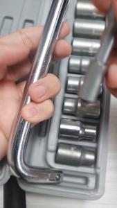 Kunci Set Shock / Konci Sock Wrench set 10 Pcs Lengkap dengan BOX Perkakas Tukang TERMURAH 10 in 1 gagang L