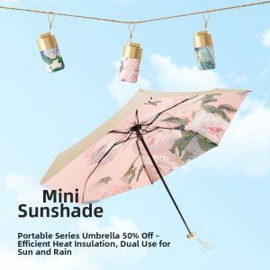 Sunproof & Rainproof Pink Peony Ladies Umbrella