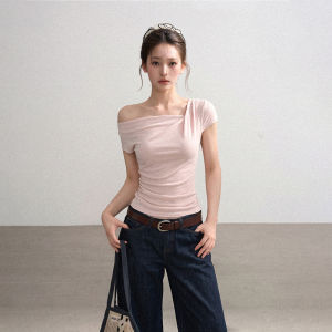 BAIDAIFEI | Off-Shoulder Slim Fitting Crop T-Shirt