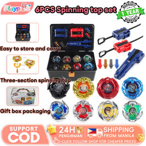 Gyro Game Set Toy 6Pcs Burst Spinning Tops Combat Gyro with Launcher & Suitcase Gift Case for Boys
