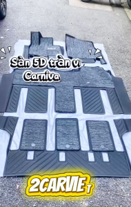 Thảm lót Sàn NHỰA 5D TPE xe KIA CARNIVAL đời 2022 - 2024 - 2025 đúc nguyên khối TRÀN VIỀN BẬC CỬA