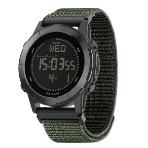 NORTH EDGE LITECORE Tactical Compass Digital Watch Mens Watch 45mm Zinc Alloy Bezel and Nylon Strap EL Backlight Calendar 50m Waterproof