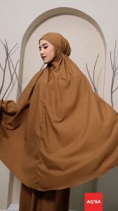 Mukena Dewasa Traveling Mini Pouch 2in1 Jumbo Katun Mikro Import Polos Premium Terbaru - AQSADAILY