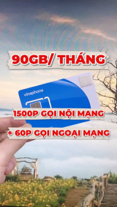 ( SALE 50% ) SIM 5G VINAPHONE GIÁ RẺ - DATA 90GB/THÁNG + MIỄN PHÍ NGHE GỌI - TẶNG 1 THÁNG ĐẦU DÙNG THỬ - SIM CHÍNH CHỦ DÙNG TRỌN ĐỜI . FREESHIP - CHƯA KÍCH HOẠT.