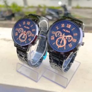 Jam Tangan Couple Pria Wanita Pasangan Terbaru Rantai Stainless Premium