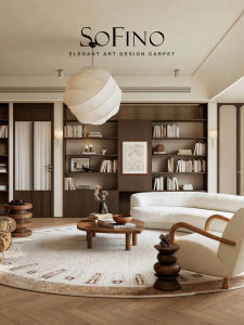 SoFINO | French Vintage Simple Geometric Plain Round Carpet