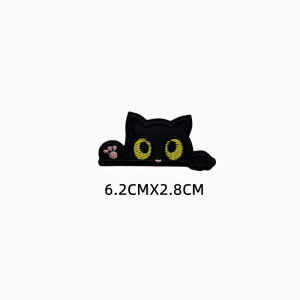 New Small Black Cat Self-Adhesive No-Sew Patch Cartoon Repair Patch Childrens down Jacket Hole Repair Embroidery Cloth Patch