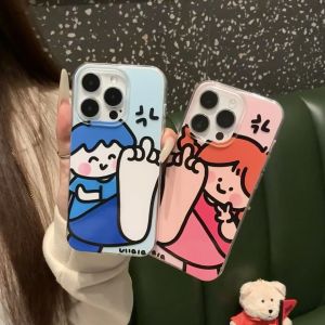 Quirky Angry Cute Couple Phone Case Compatible with iPhone 16/15Promax Soft Shell Apple 12/13/14 Large Hole Huawei Pura70/60Pro Small Mate60/70 Protective Cover