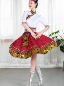 Tibetan Costume Womens Skirt Minority Ethnic Clothes Yangge Clothes Womens Team Clothing Square Dance Exercise Clothing Large Swing Skirt