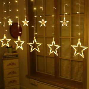 3.5M 138LED Icicle Star String Lights Fairy Lantern Curtain Christmas Lights Garland For Wedding Home Birthday Party Decoration
