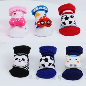 XX112 ถุงเท้าผ้าฝ้ายหัวการ์ตูนข้อยาวสำหรับเด็กแรกเกิด มีกันลื่น