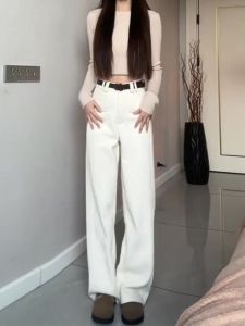 High Waist Drapey Wide Leg Pants Womens Suit Slim Fit Casual Pear Shape Body High Waist Draped Straight Leg Trousers