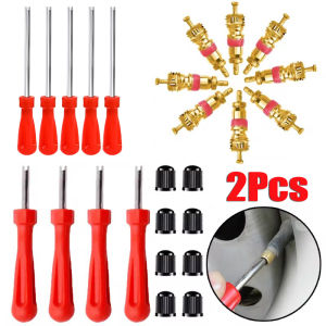 2Pcs Tire Valve Core Remover & Portable Slotted Installation Screwdriver Wrench Spanner Car Bike Bicycle Motorcycle Tire Repair Tool