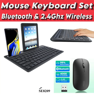 Bluetooth 3.0 &2.4G Wireless Keyboard and Mouse Combo Mini Multimedia Keyboard Mouse Set for Laptop PC iPad Macbook Android