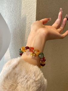 Natural Crystal Bell Pendant Sakura Bracelet Womens Fashion Jewelry Handmade Beads Super Green Hair Crystal Crystal Quartz