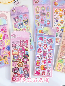 20Pcs Sanrio Kuromi Melody Cinnamoroll Sticker Sheet with Laser Finish DIY Stickers Wholesale