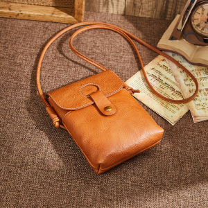 Nasman Vintage Top Layer Cowhide Mobile Phone Bag Small Elegant Shoulder Crossbody Bag Spring Summer New Style Soft Leather