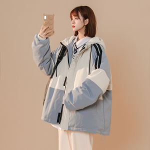 Hooded down Jacket Female Student Winter Plus Size Ladies White Duck down Cotton-Padded Coat Loose Plus Size 100.00kg Thermal Cotton Coat Jacket