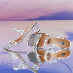 Staccato Womens Block Heel Mules Sandals รองเท้าแตะส้นสูง 2"ส้นหนา ส้นแก้ว EBI60