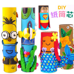 Paper Tube Creative Handmade DIY Material Package Decoration White Blank Hollow Paper Tube Kindergarten Kids Creative Painting Graffiti