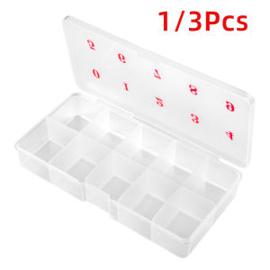 1/3Pcs Nail Art Tips Transparent Storage Box with 10 Number Empty Spaces Storage Case Container Nail Art Organizer Box