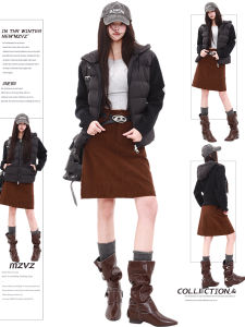 MZVZ | Knit Black Hooded Warm Thin Padded Jacket