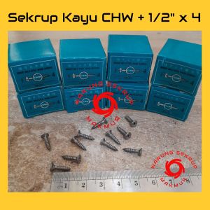 (1 Box) Sekrup Kayu 1/2" Inch x 4 / Wood Screw / Skrup Kayu 1.2CM