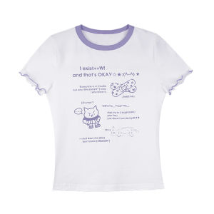 เสื้อยืดแขนสั้นลายผีเสื้อสีดำและสีขาว SagiDolls สำหรับเด็กผู้หญิง ทรงเข้ารูป ระบายอากาศได้ดี ระบายความชื้นได้ดี ฤดูร้อน 2025