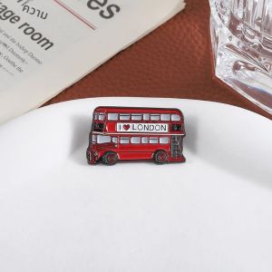I Heart London Enamel Pins Red Double-decker Bus Brooch Badge Backpack Lapel Pin Accessories ของขวัญสำหรับเพื่อน