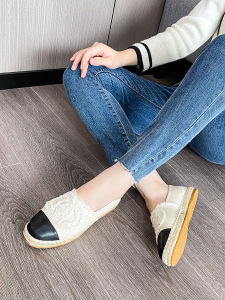 Genuine Leather Slip-On Womens Shoes Flat Bottom Fisherman Shoes Small Fragrance Style French Elegance Single Shoes Beautiful Evening Shoes