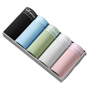 Miiow | Mens Cotton Underwear Breathable Boxer Shorts Antimicrobial Comfortable Mid Waist Briefs Youth Suitable All Seasons Solid Color